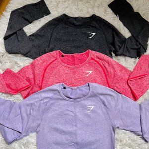 Gymshark Bundle Buy | 3 x Long Sleeve Workout Athleisure Crop Tops | Size: XS